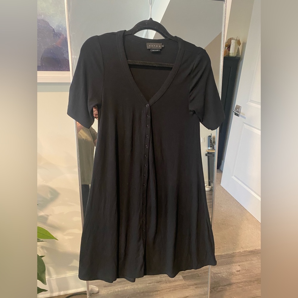 Hatch Black V‑Neck Mini Dress